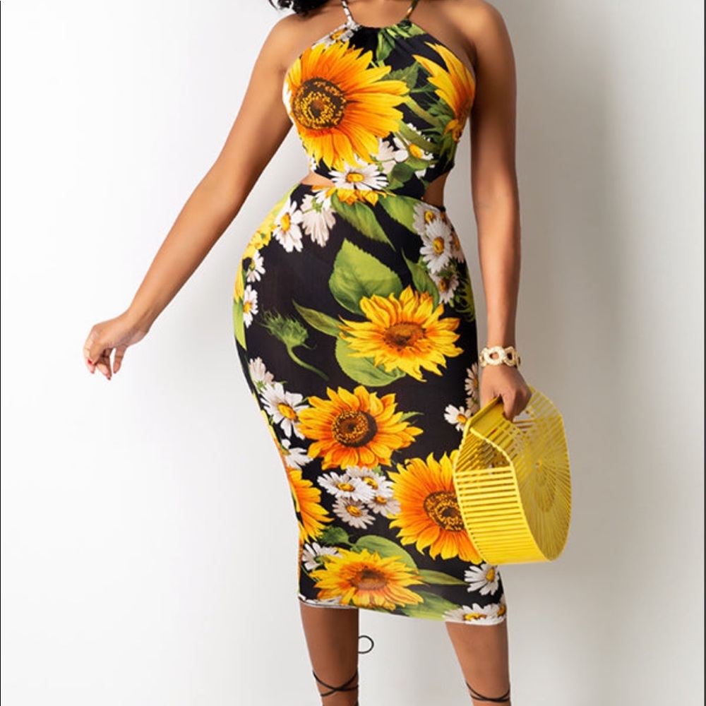 Sunflower tie up dress